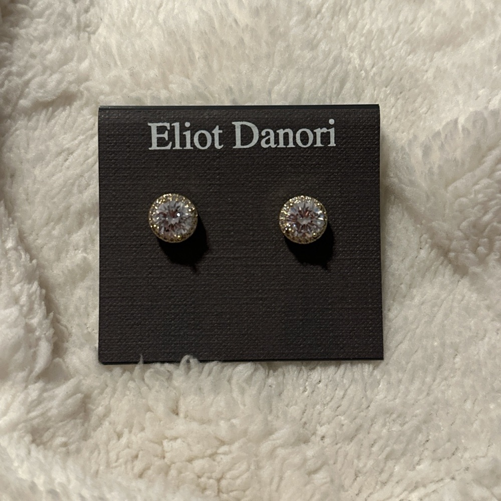 Eliot Danori Silver-Tone Cubic Zirconia Framed Stud Earrings
